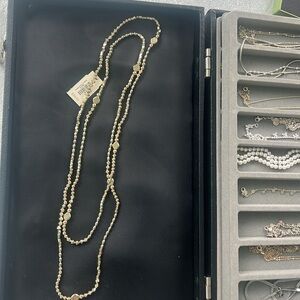 Talbots gold tone beaded necklace or bracelet dual use, shiny pretty versatile